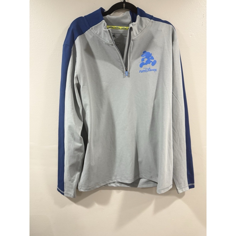 Disney Parks runDisney 1/4 Zip Men's Size Larfe Gray Navy Blue NWT
